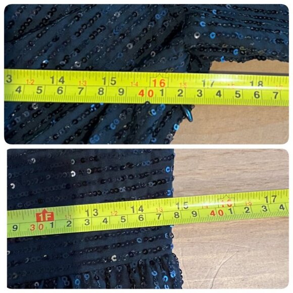 Michael Michael Kors Sequin Striped V-Neck Minidress PETITE SMALL Black - Picture 9 of 9